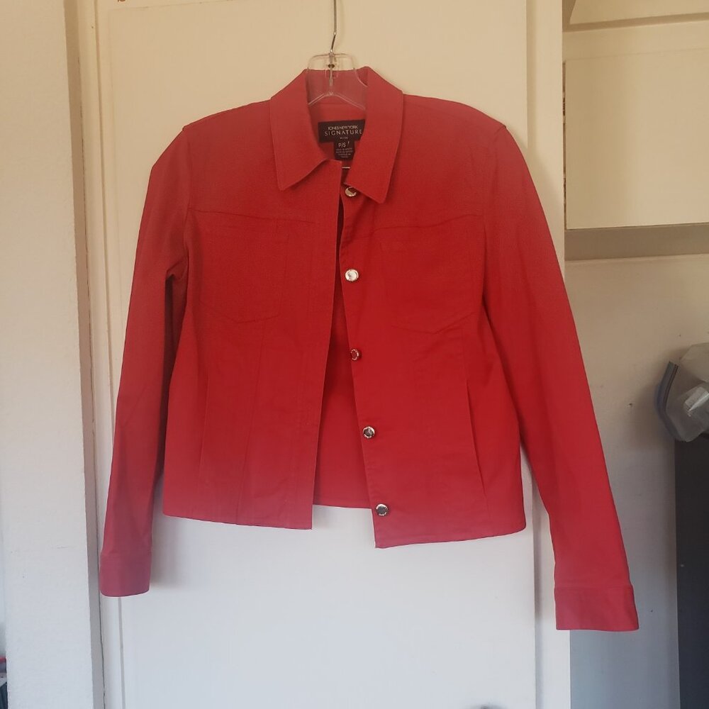 Jones of New York Signature Jacket with silver buttons Sz P/S